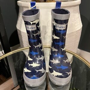 Hatley Navy Shark Print Kids Rain Boots
